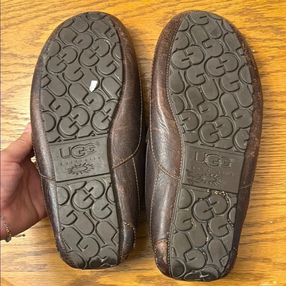 UGG Brown Leather Slip-On Loafers